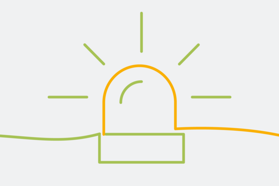 Grafische Darstellung eines blinkenden Blaulichts als orange-grüne Bändergrafik Grafische Darstellung eines blinkenden Blaulichts als orange-grüne Bändergrafik